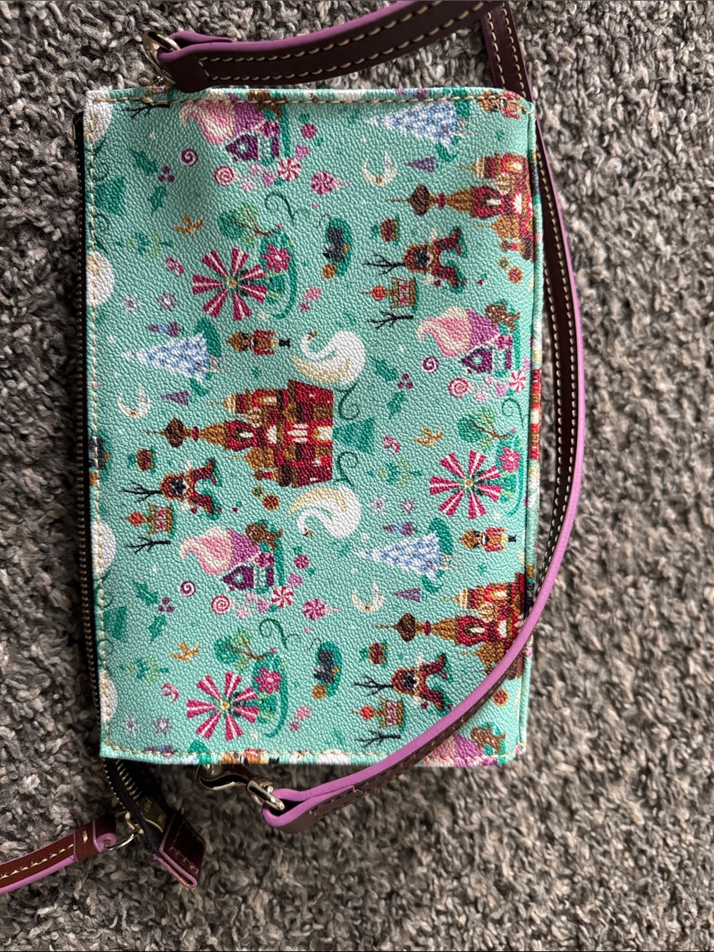 Dooney & Bourke Mint Multi Patterned Crossbody Wristlet - Picture 3 of 6